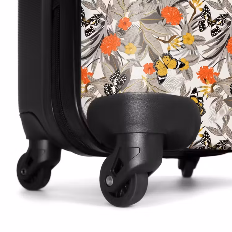 Tropisch vlinder patroon oranje geel NBS - Handbagage koffer - Kinderen Unisex middel -wiel