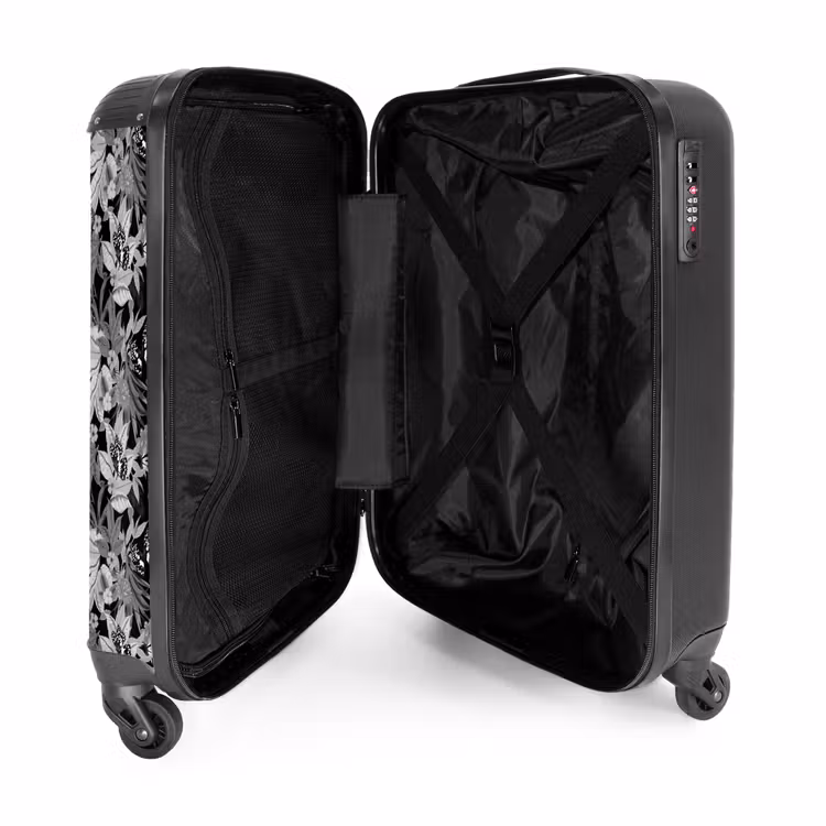 Tropisch vlinder patroon zwart wit NBS - Handbagage koffer - Kinderen Unisex middel -binnenkant