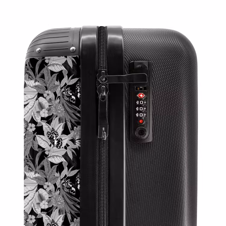 Tropisch vlinder patroon zwart wit NBS - Handbagage koffer - Kinderen Unisex middel -slot