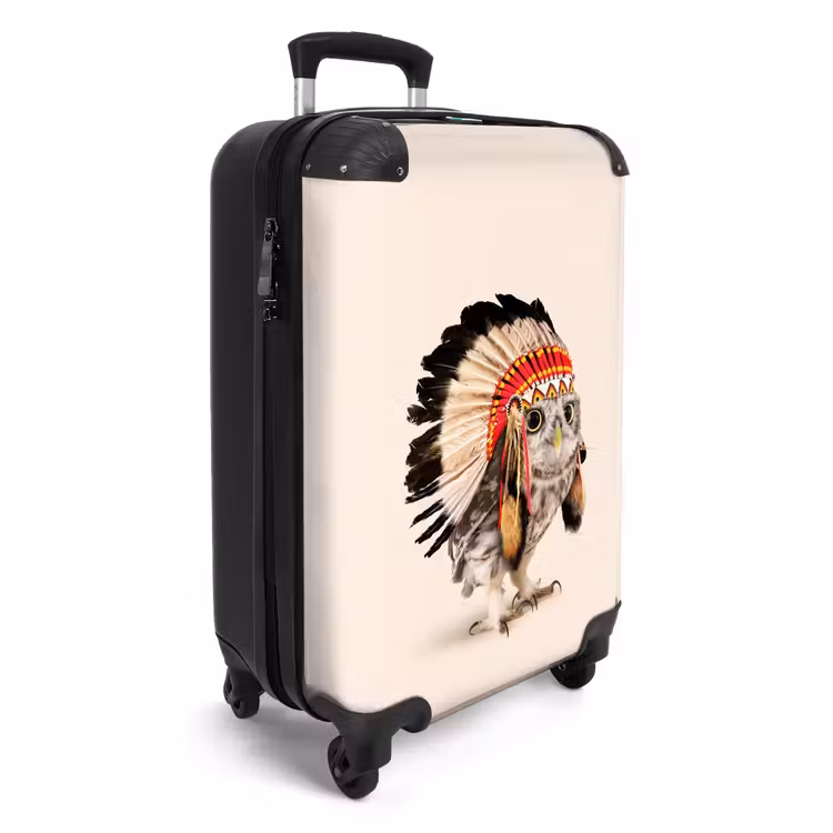Uil als Indiaan NBS - Handbagage koffer - Unisex middel -productfoto_3d