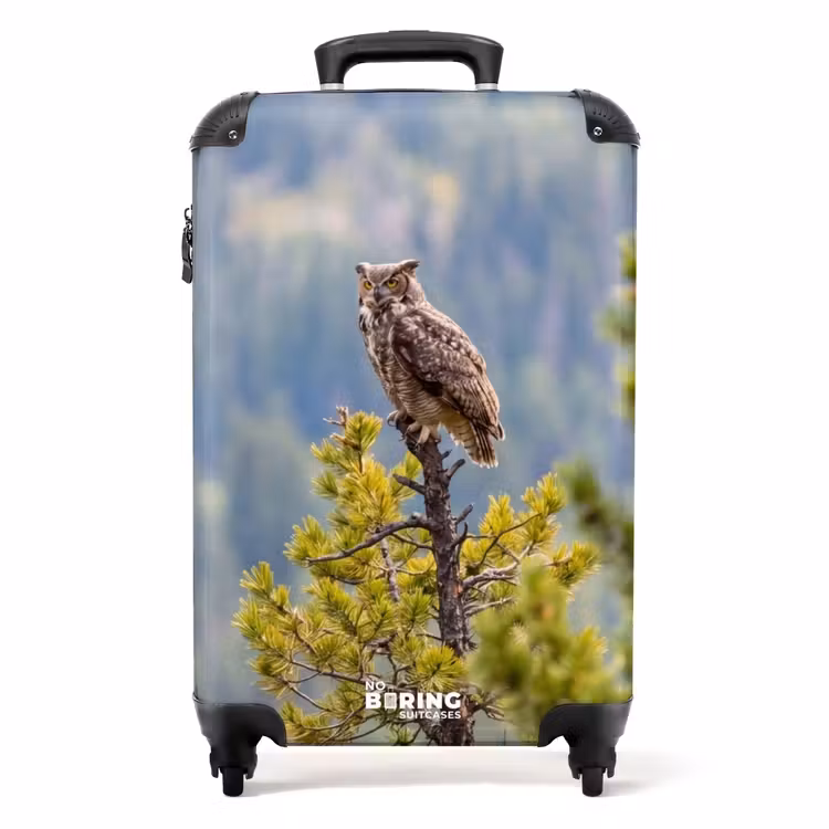 Koffer - Uil - Oehoe - Bomen - Natuur - Uil - Oehoe - Bomen - Natuur NBS - Handbagage koffer - Volwassenen Unisex middel