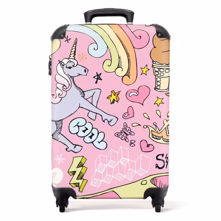Unicorn doodles NBS - Handbagage koffer - Unisex middel -productfoto_recht