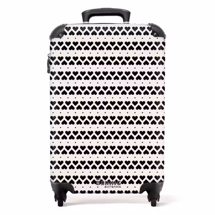 Valentijn gestreept hartjes patroon NBS - Handbagage koffer - Kinderen Unisex middel -productfoto_recht