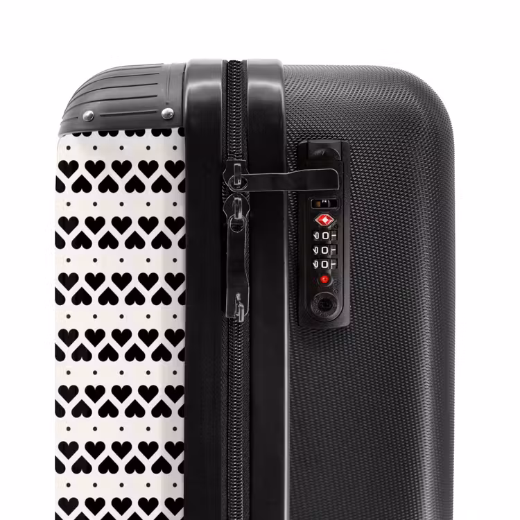 Valentijn gestreept hartjes patroon NBS - Handbagage koffer - Kinderen Unisex middel -slot
