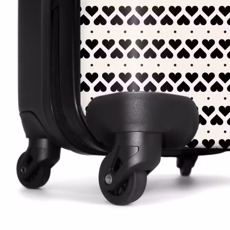 Valentijn gestreept hartjes patroon NBS - Handbagage koffer - Kinderen Unisex middel -wiel