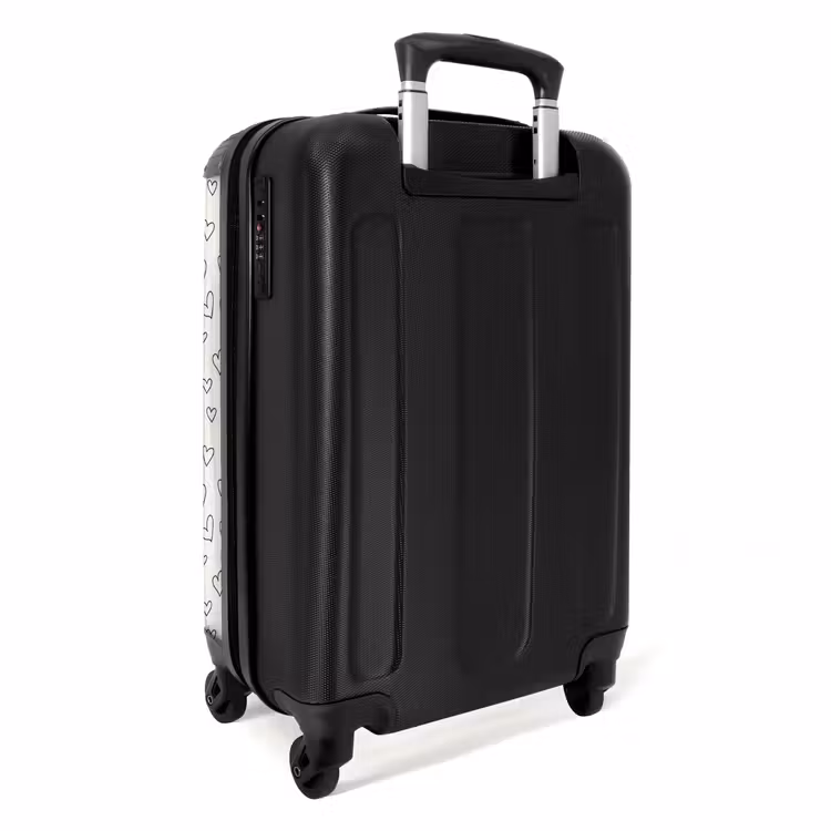 Valentijn hartenregen patroon zwart NBS - Handbagage koffer - Kinderen Unisex middel -achterkant