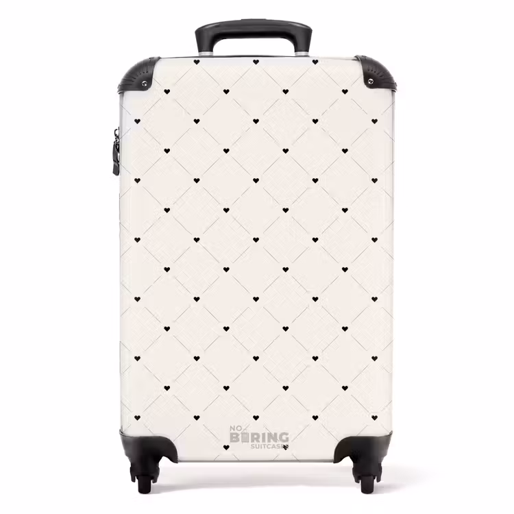 Valentijn hartenruitmotief zwart wit NBS - Handbagage koffer - Kinderen Unisex middel -productfoto_recht