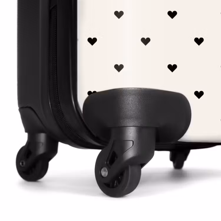 Valentijn hartjes rijen patroon zwart NBS - Handbagage koffer - Kinderen Unisex middel -wiel