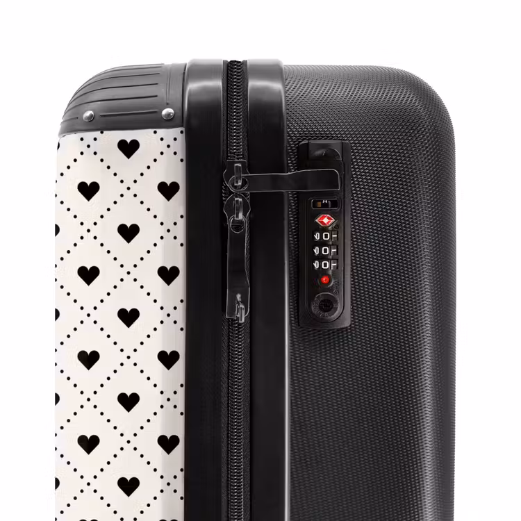 Valentijn hartjes ruitpatroon zwart wit NBS - Handbagage koffer - Kinderen Unisex middel -slot