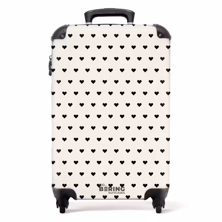 Valentijn hartjes zwart wit NBS - Handbagage koffer - Kinderen Unisex middel -productfoto_recht