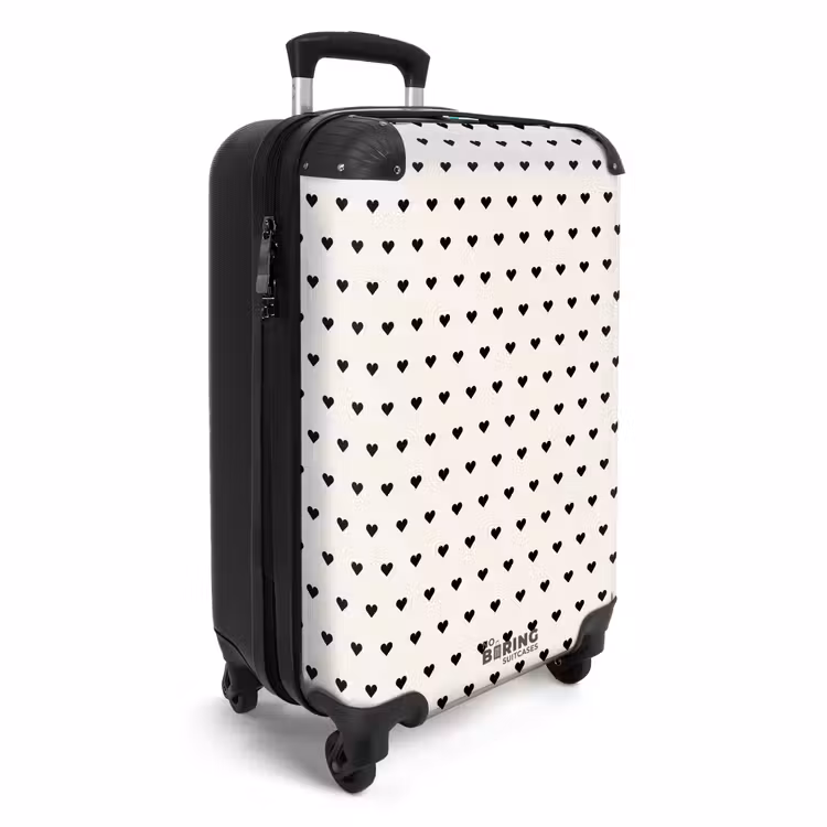 Valentijn hartjes zwart wit NBS - Handbagage koffer - Kinderen Unisex middel -productfoto_3d