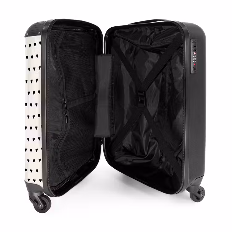 Valentijn hartjes zwart wit NBS - Handbagage koffer - Kinderen Unisex middel -binnenkant