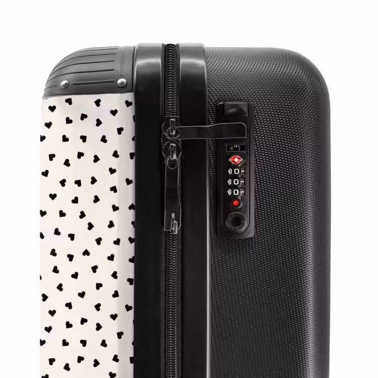 Valentijn hartvormig patroon zwart NBS - Handbagage koffer - Kinderen Unisex middel -slot