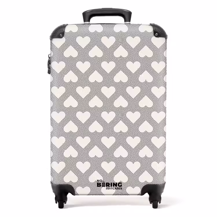 Valentijn stippen patroon zwart NBS - Handbagage koffer - Kinderen Unisex middel -productfoto_recht