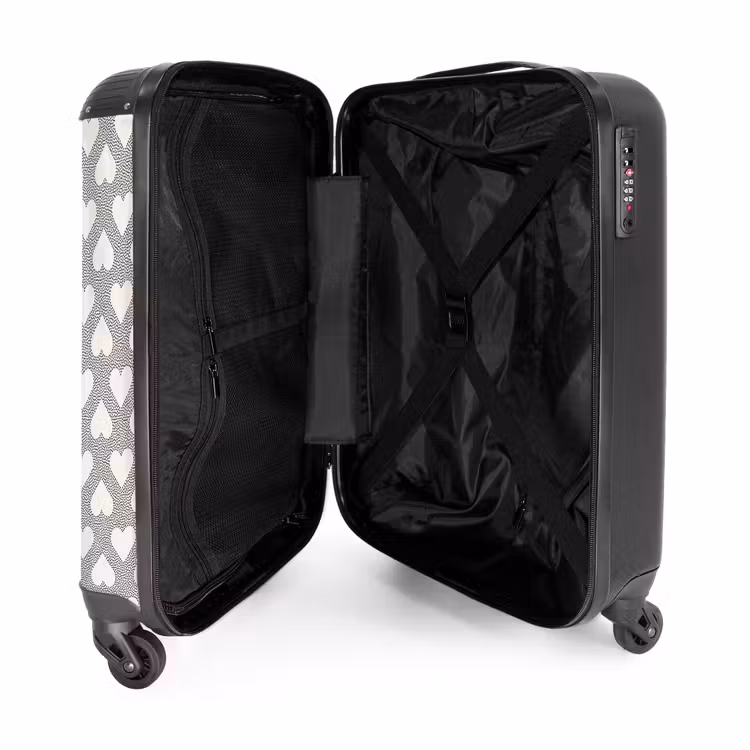 Valentijn stippen patroon zwart NBS - Handbagage koffer - Kinderen Unisex middel -binnenkant