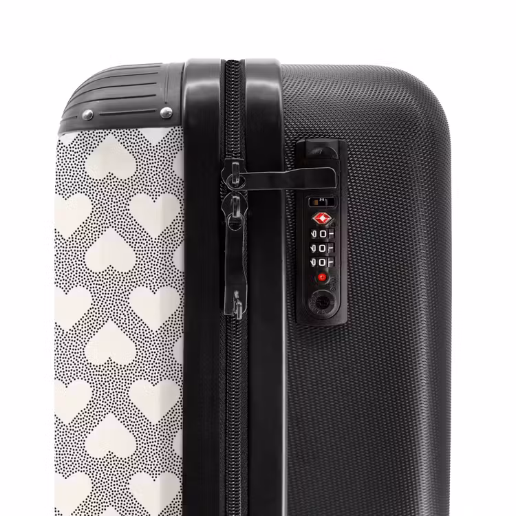 Valentijn stippen patroon zwart NBS - Handbagage koffer - Kinderen Unisex middel -slot