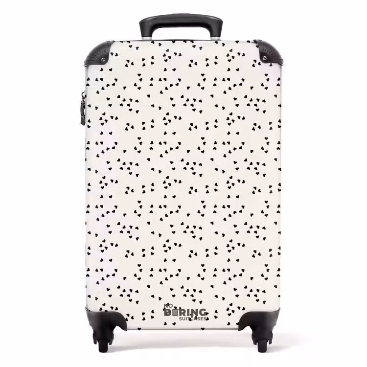 Valentijn verspreide hartjes patroon zwart NBS - Handbagage koffer - Kinderen Unisex middel -productfoto_recht