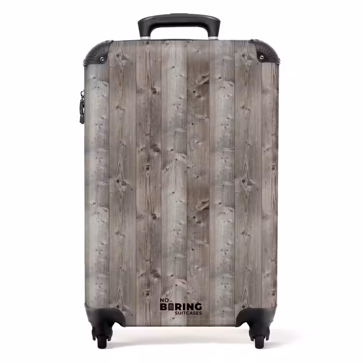 Vergrijsd hout met noesten en verticale lijnen NBS - Handbagage koffer - Volwassenen Unisex middel -productfoto_recht