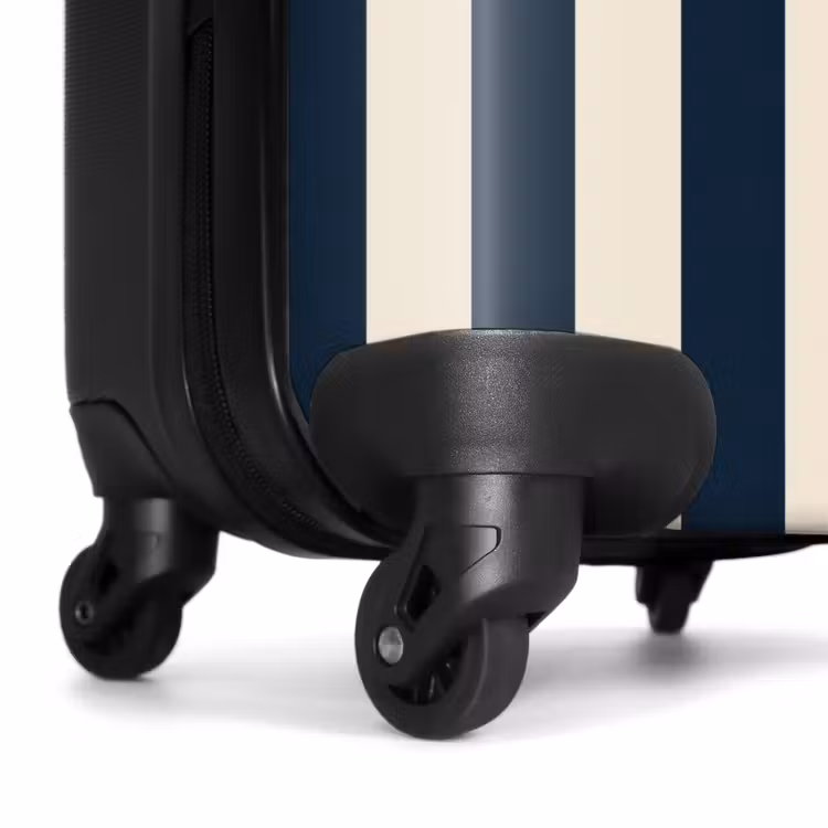 Verticale strepen - Blauw - Crème NBS - Handbagage koffer - Volwassenen Unisex middel -wiel