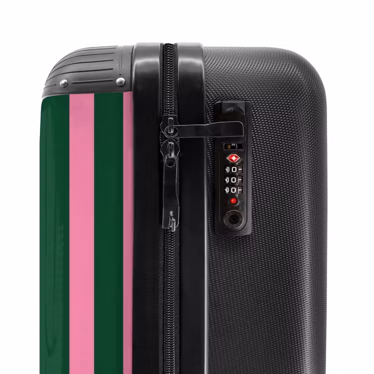 Verticale strepen - Groen - Roze NBS - Handbagage koffer - Volwassenen Unisex middel -slot