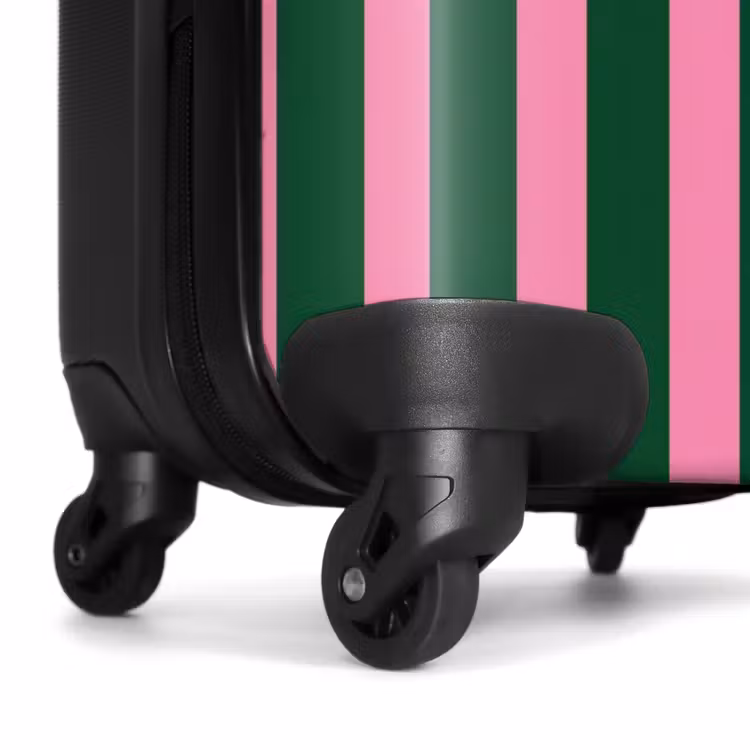 Verticale strepen - Groen - Roze NBS - Handbagage koffer - Volwassenen Unisex middel -wiel