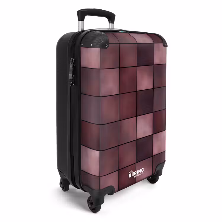 Vierkant - Tegel - Patroon - Paars NBS - Handbagage koffer - Volwassenen Unisex middel -productfoto_3d