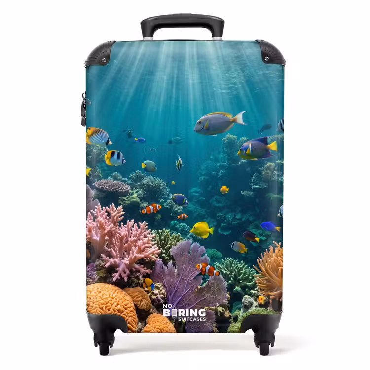 Koffer - Vis - Koraal - Oceaan - Natuur - Kleurrijk - Vis - Koraal - Oceaan - Natuur - Kleurrijk NBS - Handbagage koffer - Volwassenen Unisex middel