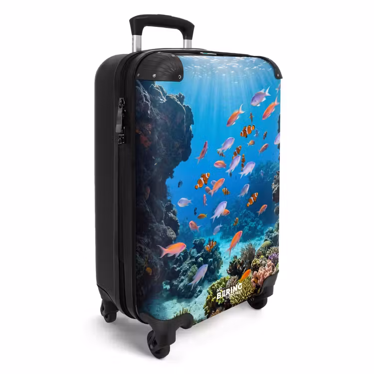 Koffer - Vis - Koraalrif - Onderwater - Levendig - Blauw - Vis - Koraalrif - Onderwater - Levendig - Blauw NBS - Handbagage koffer - Volwassenen Unisex middel