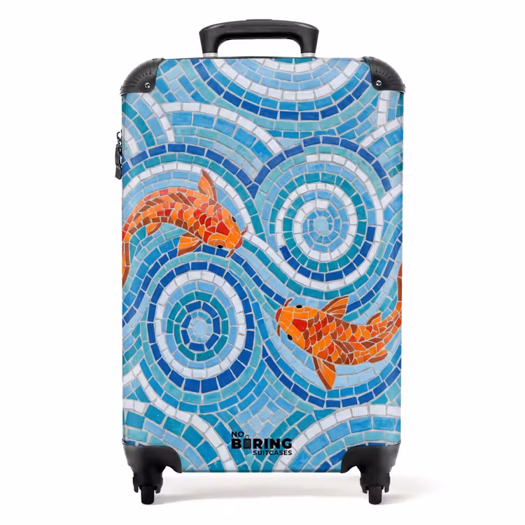 Koffer - Vis - Mozaïek - Water - Decoratief - Blauw - Vis - Mozaïek - Water - Decoratief - Blauw NBS - Handbagage koffer - Volwassenen Unisex middel