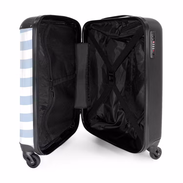 Koffer - Vis - Oceaan - Illustratie - Blauw - Strepen - Vis - Oceaan - Illustratie - Blauw - Strepen NBS - Handbagage koffer - Volwassenen Unisex middel