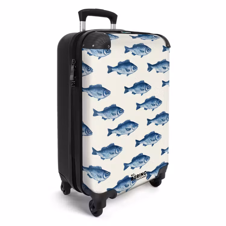 Vis - Patroon - Blauw NBS - Handbagage koffer - Volwassenen Unisex middel -productfoto_3d