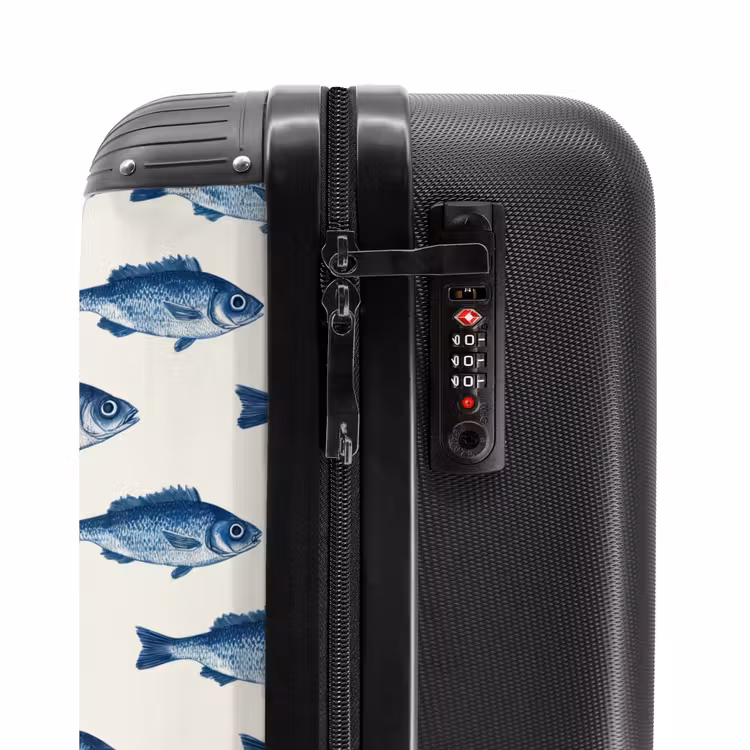 Vis - Patroon - Blauw NBS - Handbagage koffer - Volwassenen Unisex middel -slot