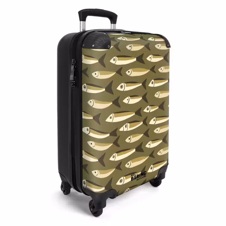 Vis - Patroon - Groen NBS - Handbagage koffer - Volwassenen Unisex middel -productfoto_3d