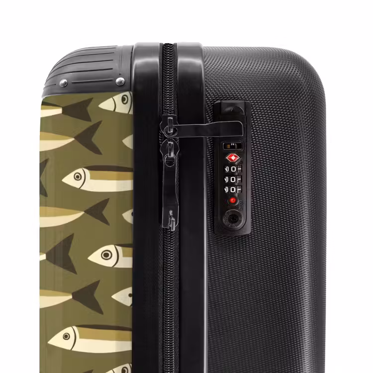 Vis - Patroon - Groen NBS - Handbagage koffer - Volwassenen Unisex middel -slot