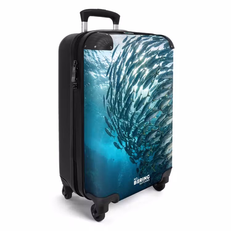 Koffer - Vis - School - Oceaan - Natuur - Blauw - Vis - School - Oceaan - Natuur - Blauw NBS - Handbagage koffer - Volwassenen Unisex middel