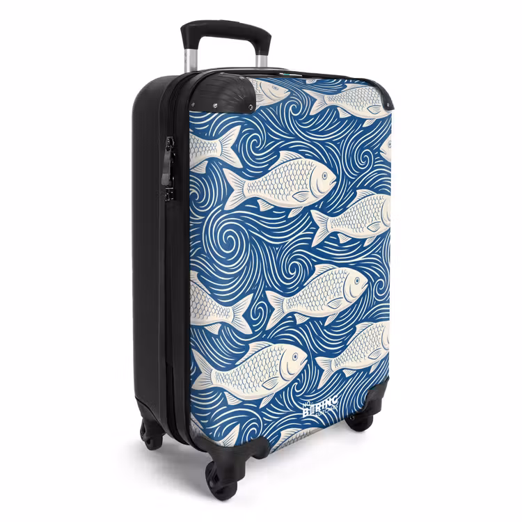 Koffer - Vis - Water - Patroon - Grafisch - Blauw - Vis - Water - Patroon - Grafisch - Blauw NBS - Handbagage koffer - Volwassenen Unisex middel