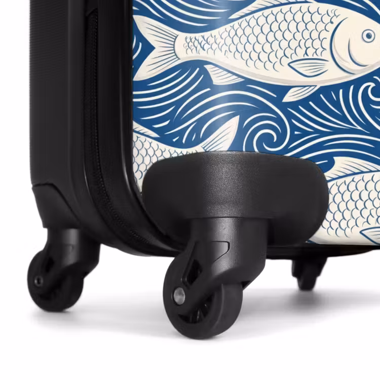 Koffer - Vis - Water - Patroon - Grafisch - Blauw - Vis - Water - Patroon - Grafisch - Blauw NBS - Handbagage koffer - Volwassenen Unisex middel