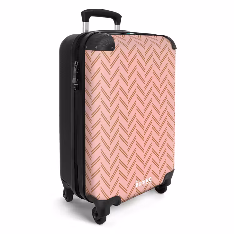 Visgraatmotief met roze en bruintinten NBS - Handbagage koffer - Kinderen Unisex middel -productfoto_3d