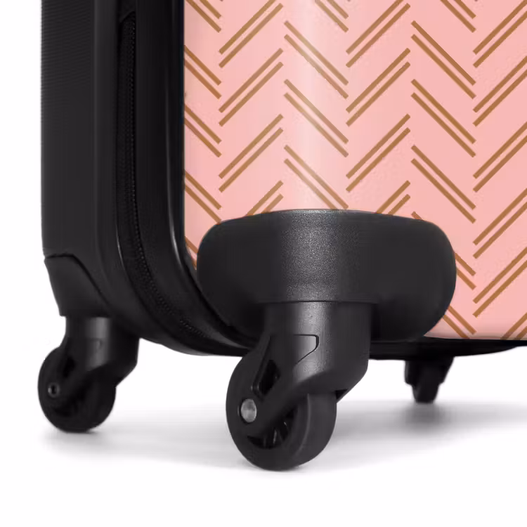 Visgraatmotief met roze en bruintinten NBS - Handbagage koffer - Kinderen Unisex middel -wiel