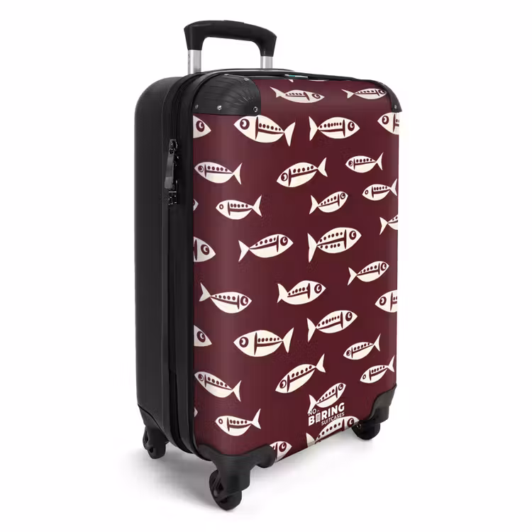 Vissen - Grafisch - Patroon - Donker NBS - Handbagage koffer - Volwassenen Unisex middel -productfoto_3d