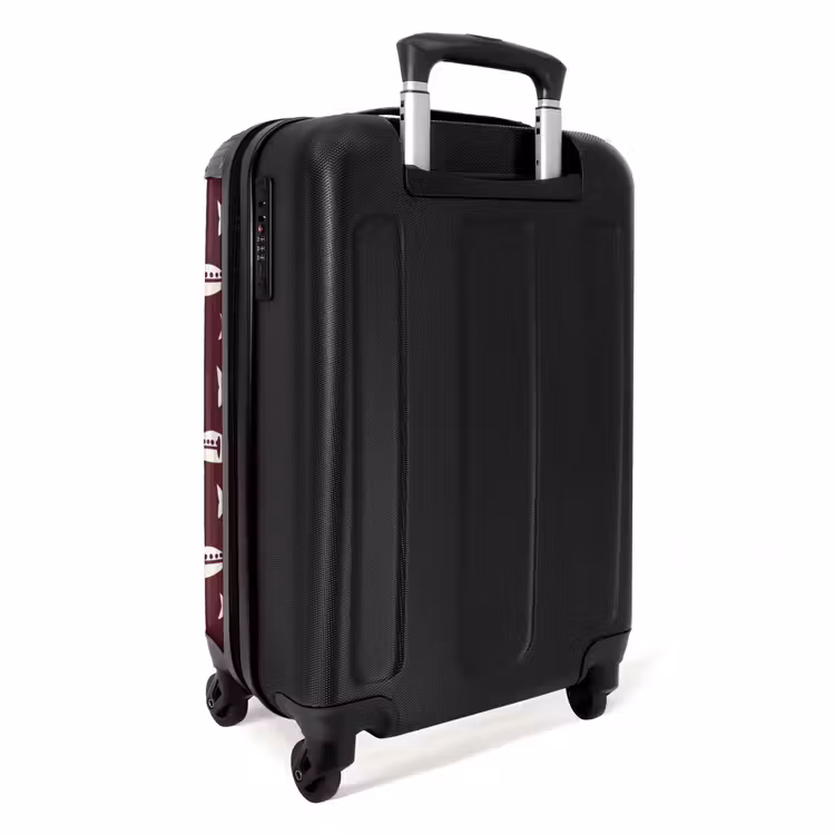 Vissen - Grafisch - Patroon - Donker NBS - Handbagage koffer - Volwassenen Unisex middel -achterkant