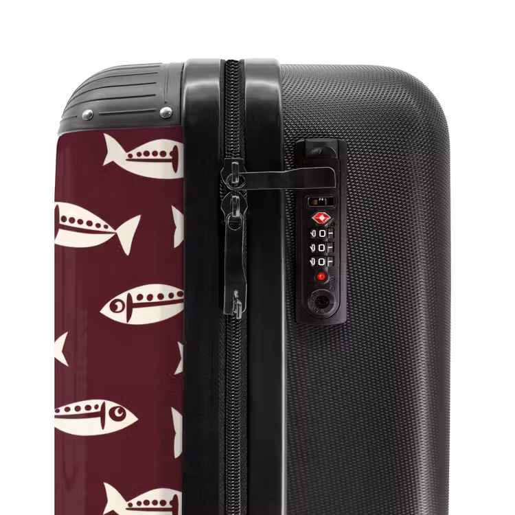Vissen - Grafisch - Patroon - Donker NBS - Handbagage koffer - Volwassenen Unisex middel -slot