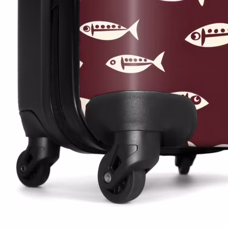 Vissen - Grafisch - Patroon - Donker NBS - Handbagage koffer - Volwassenen Unisex middel -wiel