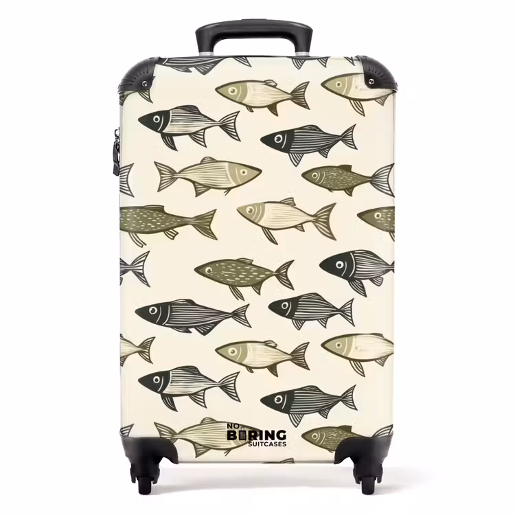 Vissen - Klassiek - Groen NBS - Handbagage koffer - Volwassenen Unisex middel -productfoto_recht