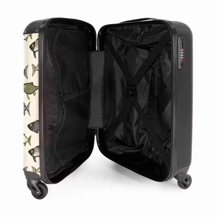 Vissen - Klassiek - Groen NBS - Handbagage koffer - Volwassenen Unisex middel -binnenkant