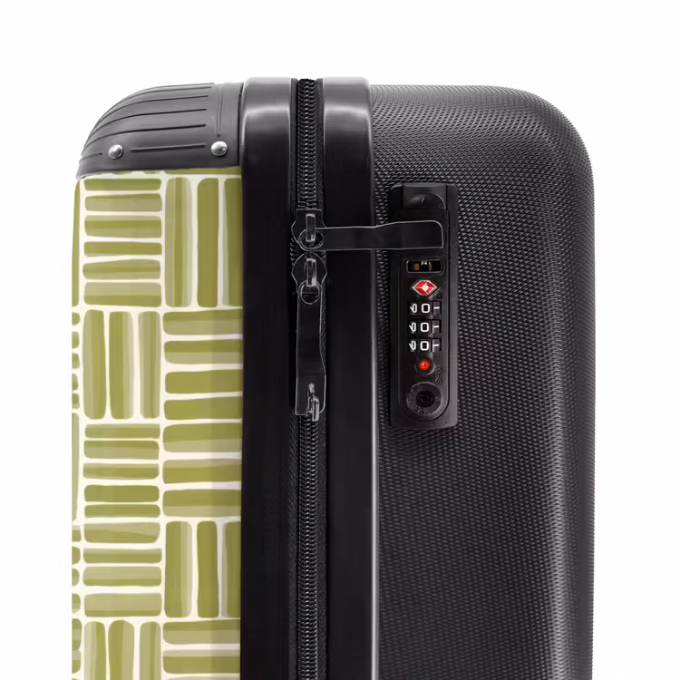 Vlecht - Patroon - Groen NBS - Handbagage koffer - Volwassenen Unisex middel -slot