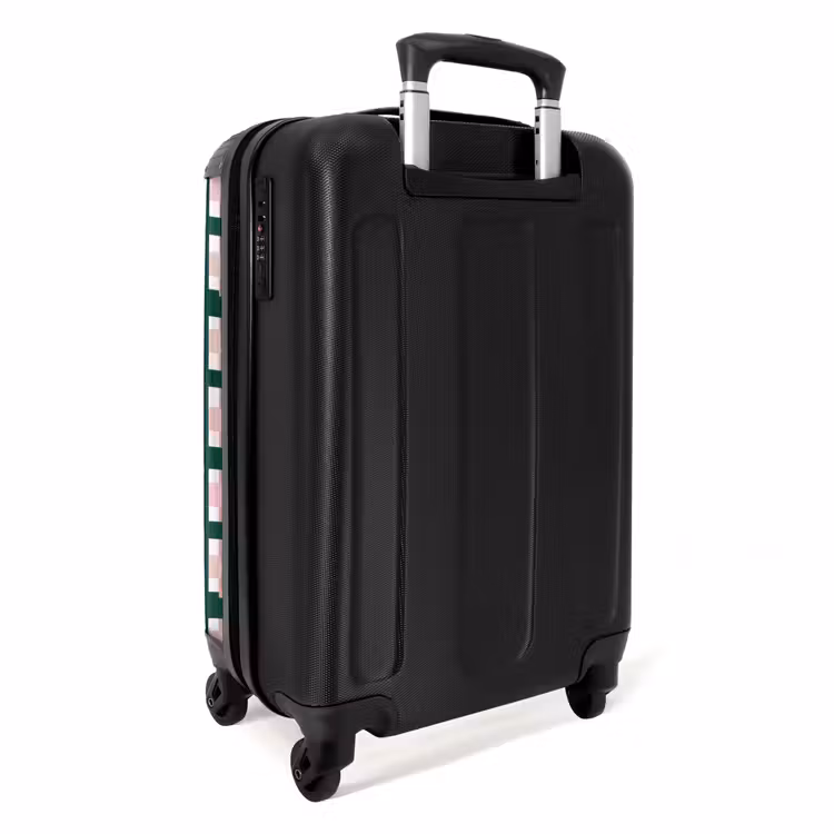 Vlechtpatroon - Groen - Roze - Grafisch NBS - Handbagage koffer - Volwassenen Unisex middel -achterkant