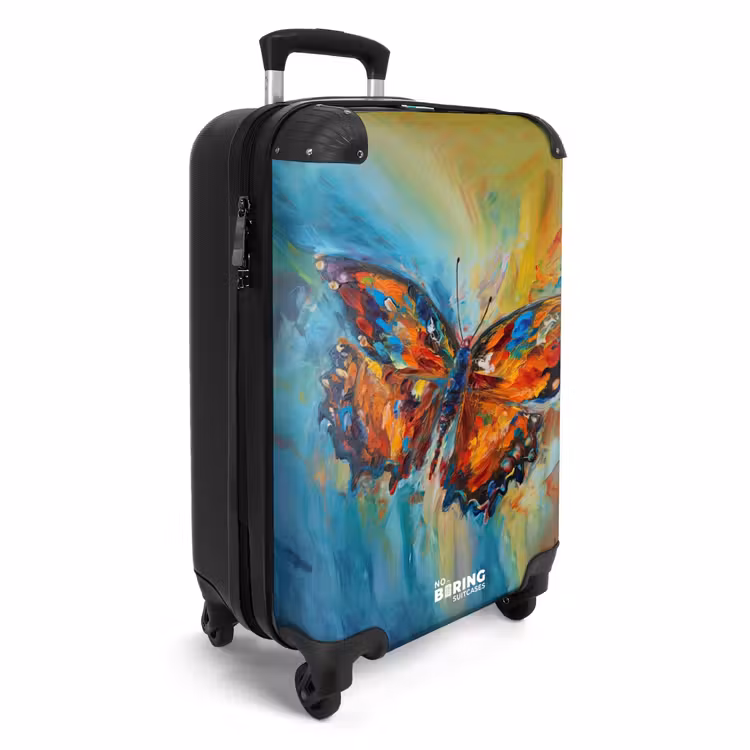 Vlinder als kleurrijk olieverf kunstwerk NBS - Handbagage koffer - Unisex middel -productfoto_3d