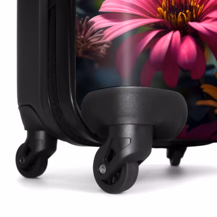 Vlinder op kleurrijke bloemen NBS - Handbagage koffer - Unisex middel -wiel