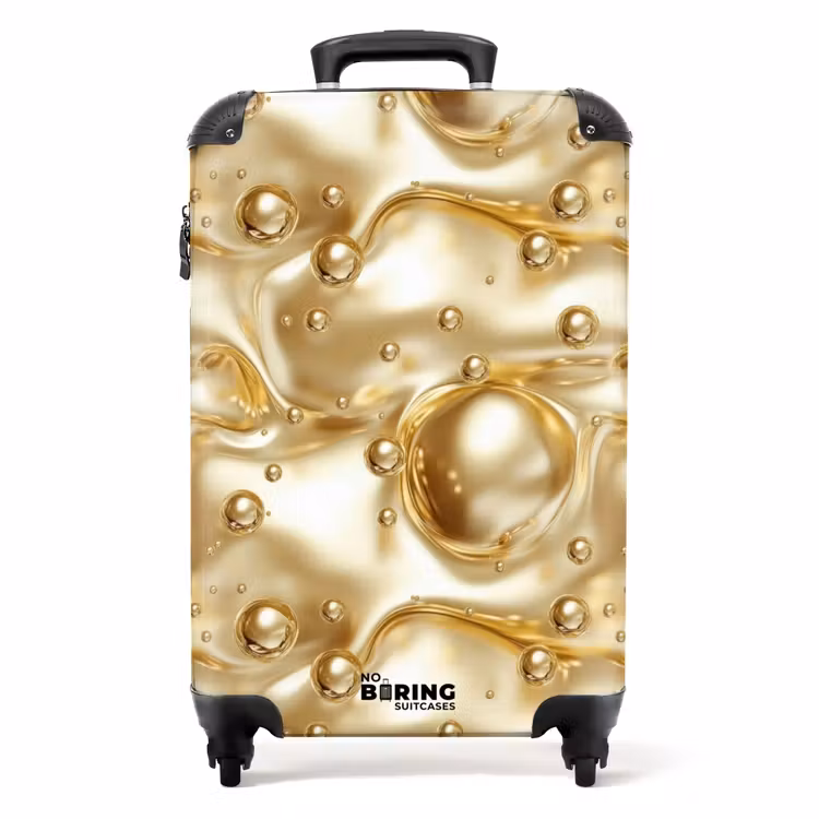 Vloeibaar - Druppels - Goud NBS - Handbagage koffer - Volwassenen Unisex middel -productfoto_recht